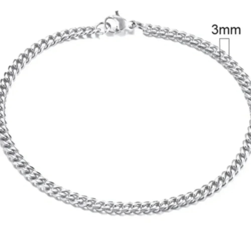 Stainless Steel Cuban Link Bracelet – 3mm Width, 8 Inches - Picture 2 of 7